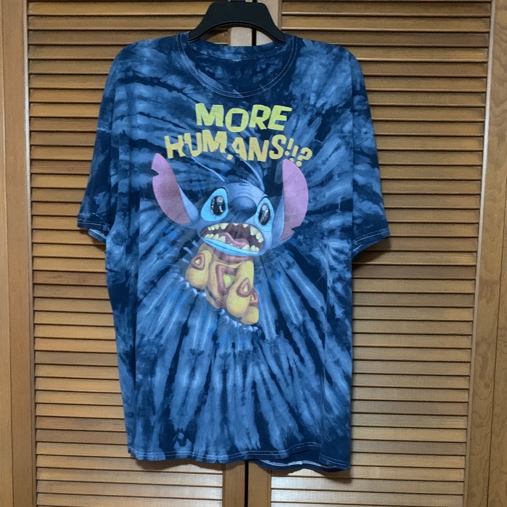 Disney World Stitch Magic Kingdom Tomorrowland More Humans Blue Tie Dye Shirt 2X
